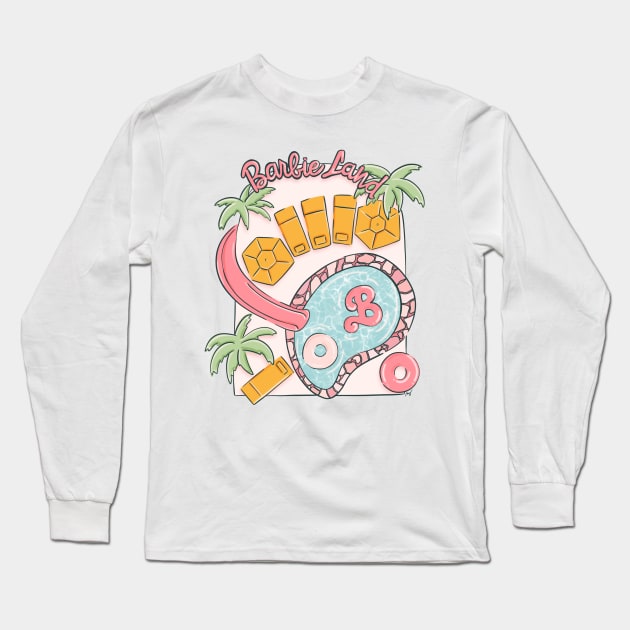 Barbie Land Pool Party Long Sleeve T-Shirt by Taylor Thompson Art